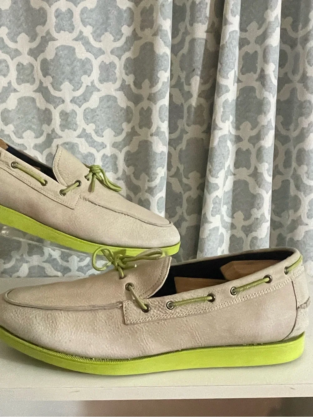 Cole Haan Air Mason Men's ivory and Lime Green Casual Boat Shoes Sz 13